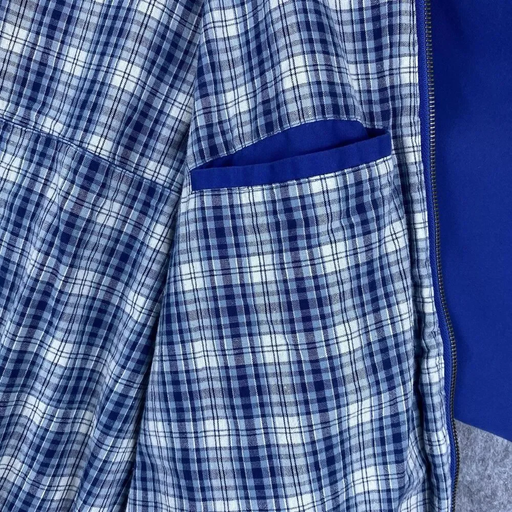 Vtg US Open Men's Harrington Jacket Golf Collection Blue Plaid Lined Zip Up Sz L